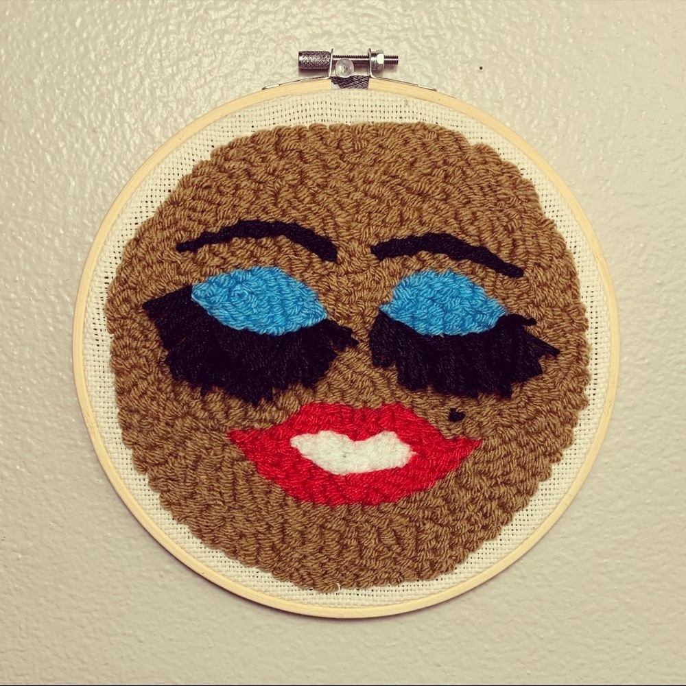 Babe w/ lashes, punch needle wall art!!